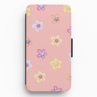 Flower Gems Pattern Flip / Wallet Phone Case