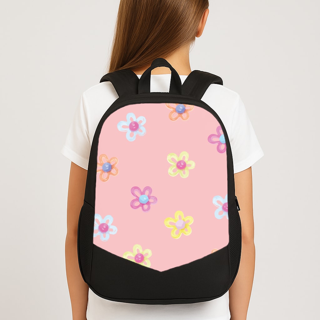 Flower Gems Pattern Large School Bag