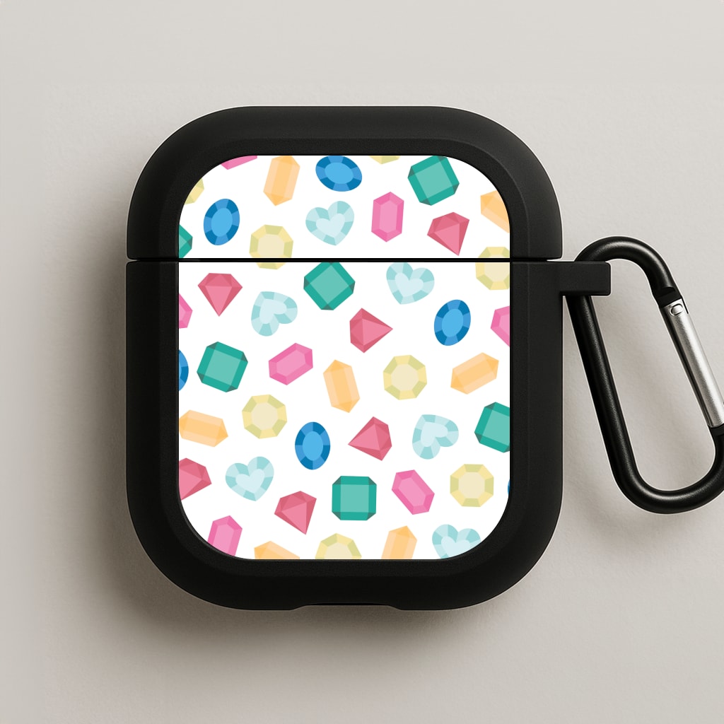 Cartoon Multicoloured Gems Pattern AirPods Case