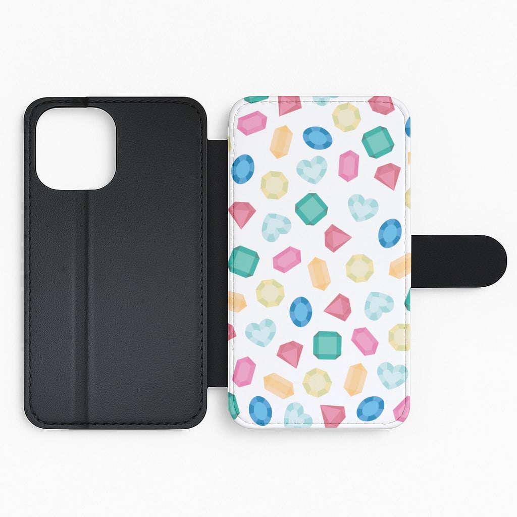 Cartoon Multicoloured Gems Pattern Flip Phone Case
