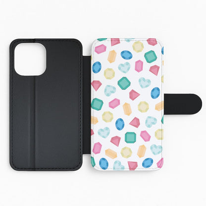 Cartoon Multicoloured Gems Pattern Flip Phone Case
