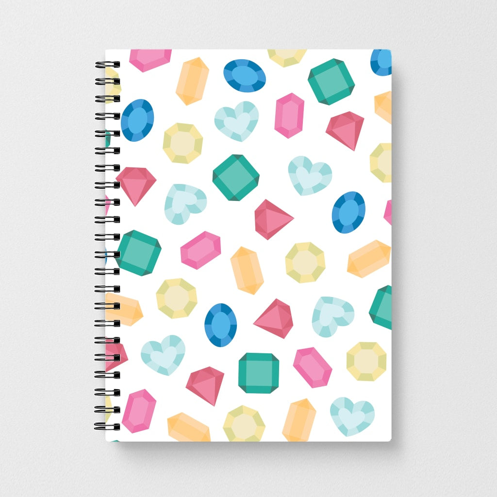 Cartoon Multicoloured Gems Pattern Notebook