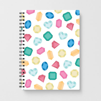 Cartoon Multicoloured Gems Pattern Notebook