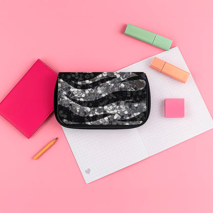 Silver Sequin Tiger Pattern Pencil Case