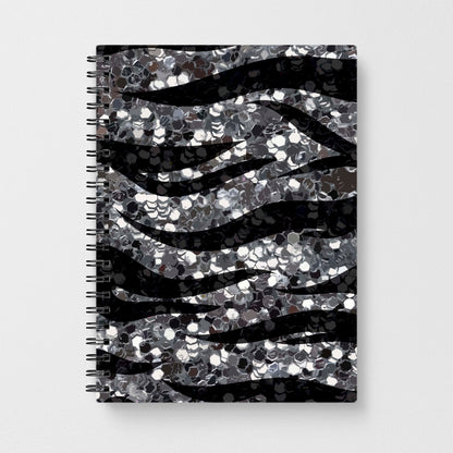 Silver Sequin Tiger Pattern Notebook