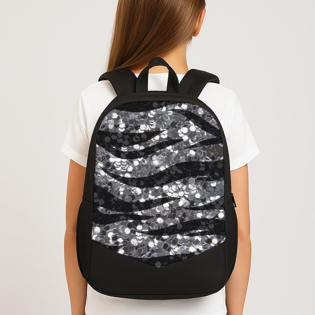 Silver Sequin Tiger Pattern Backpack