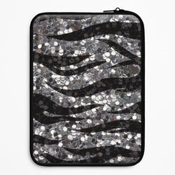 Silver Sequin Tiger Pattern Laptop Sleeve