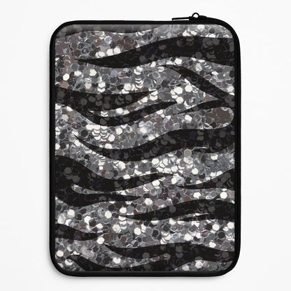 Silver Sequin Tiger Pattern Laptop Sleeve