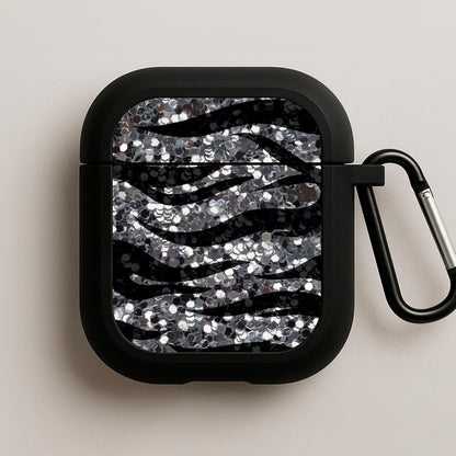 Silver Sequin Tiger Pattern AirPods Case