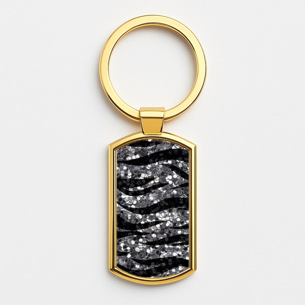 Silver Sequin Tiger Pattern Luxury Keyring