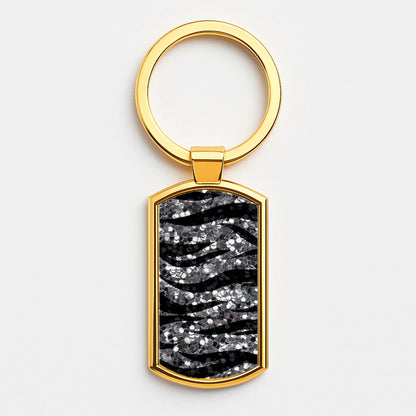Silver Sequin Tiger Pattern Luxury Keyring