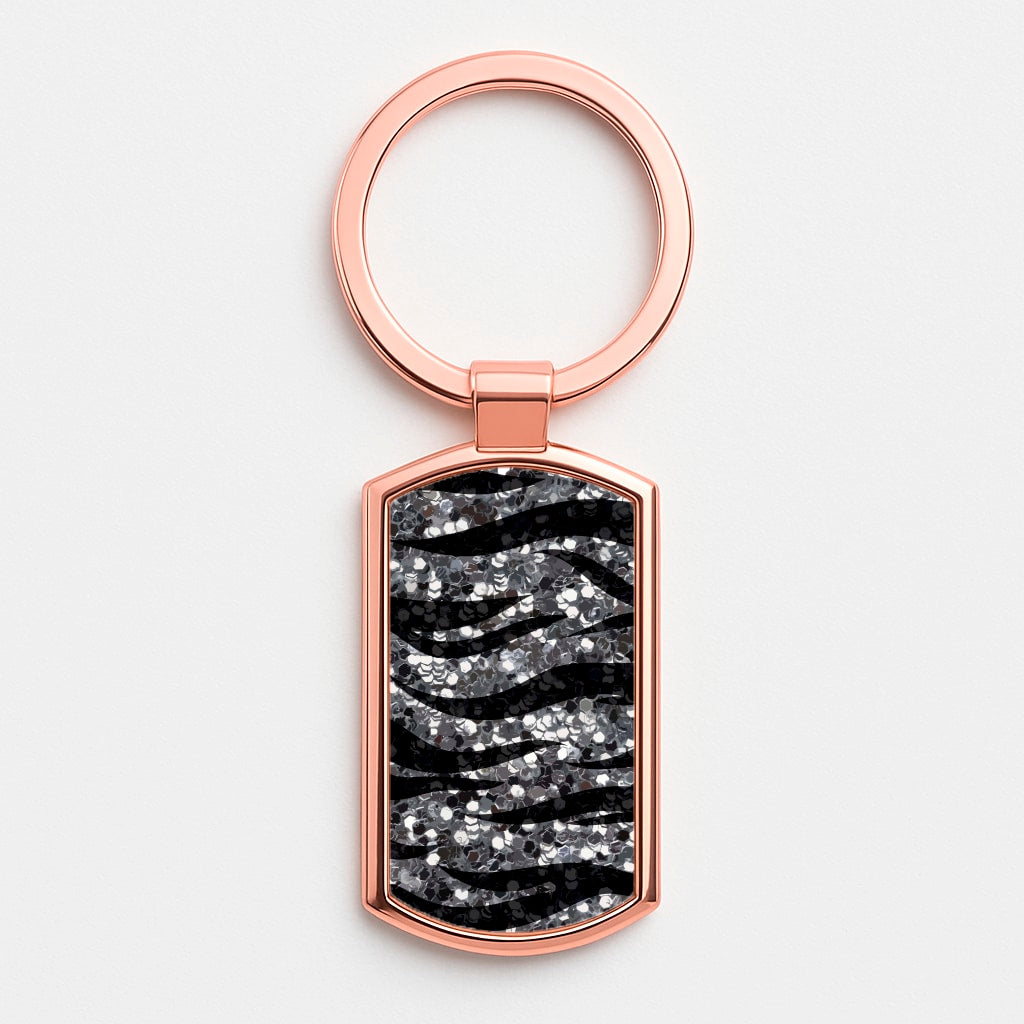 Silver Sequin Tiger Pattern Luxury Keyring