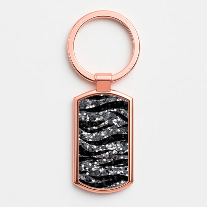 Silver Sequin Tiger Pattern Luxury Keyring