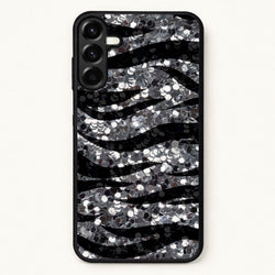 Silver Sequin Tiger Pattern Phone Case for Galaxy A37