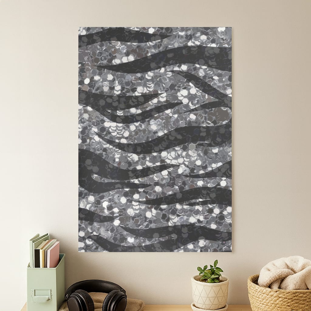 Silver Sequin Tiger Pattern Poster