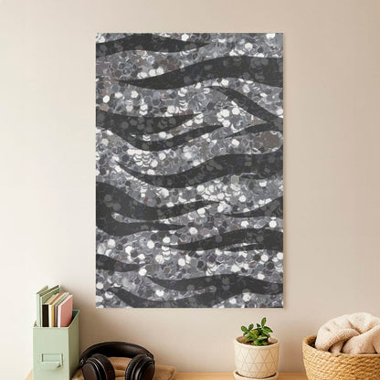 Silver Sequin Tiger Pattern Poster