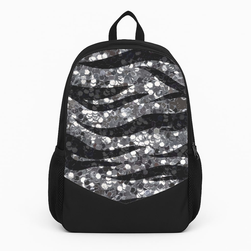 Silver Sequin Tiger Pattern Backpack
