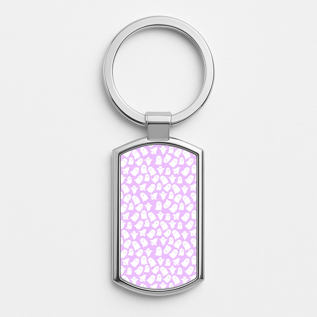 Ghost Pattern Silver Keyring