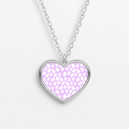 Ghost Pattern Heart Necklace