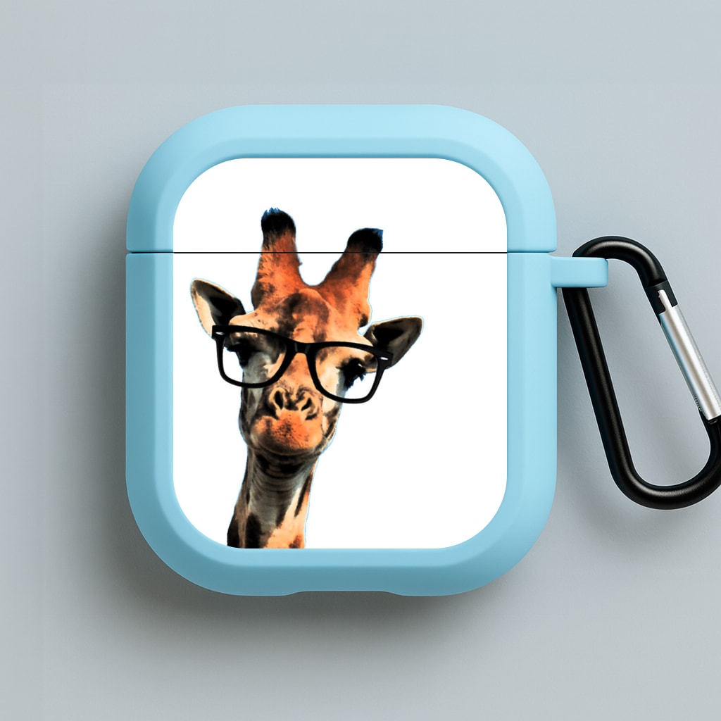 Hipster Giraffe Tumblr Blue AirPods Case