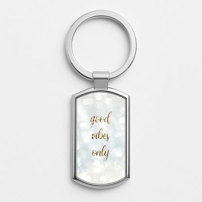 Good Vibes Only - Glittery Silver Keyring