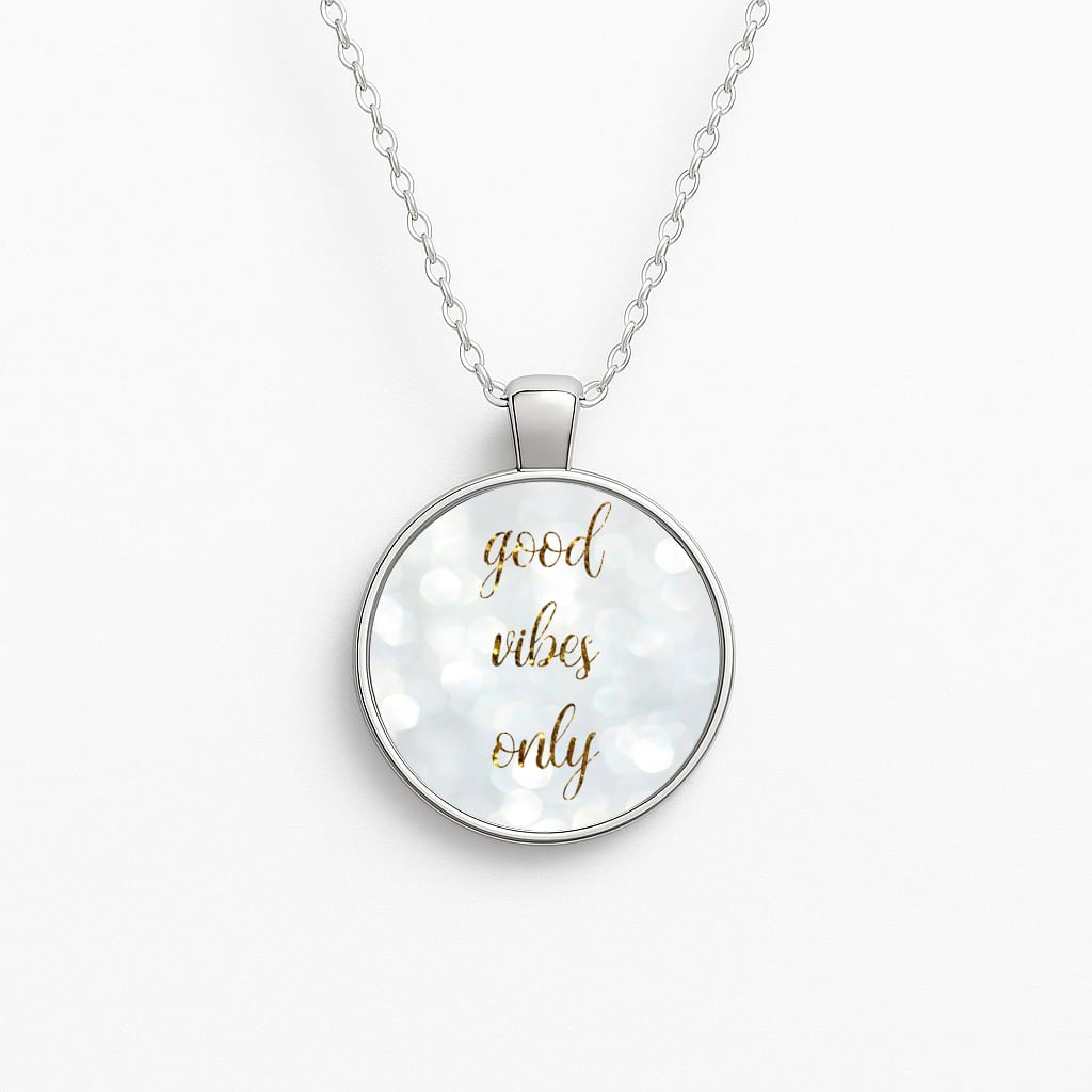 Good Vibes Only - Glittery Circle Necklace