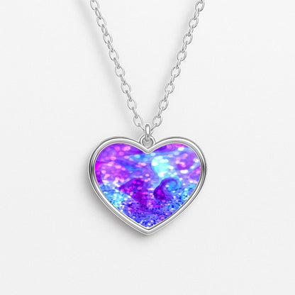 Glitter Swirl, Tumblr Stlye Heart Necklace