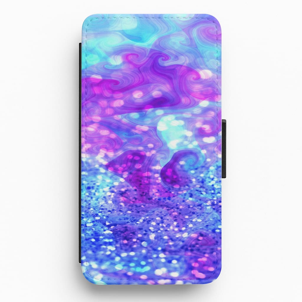 Glitter Swirl, Tumblr Stlye Flip / Wallet Phone Case