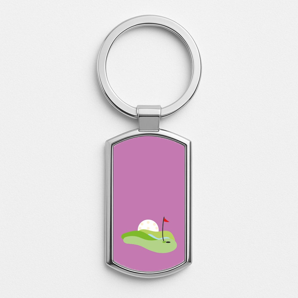 Golf course Silver Keyring