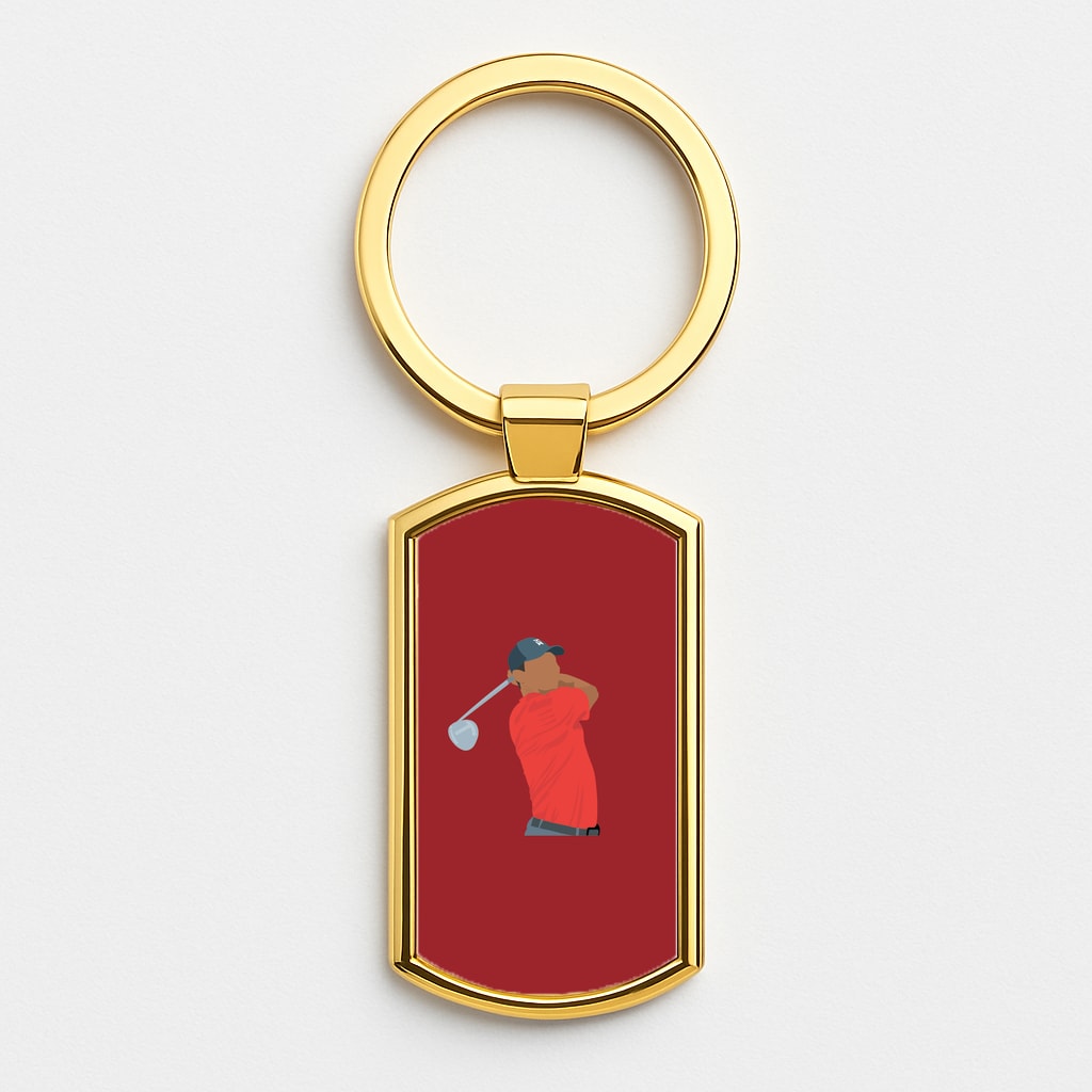 Tiger - Golf Gold Keyring