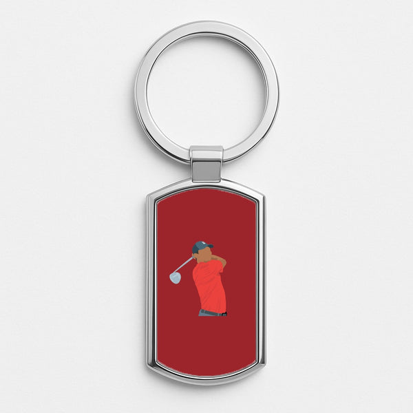 Tiger - Golf Silver Keyring