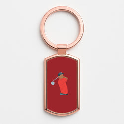 Tiger - Golf Rose Gold Keyring