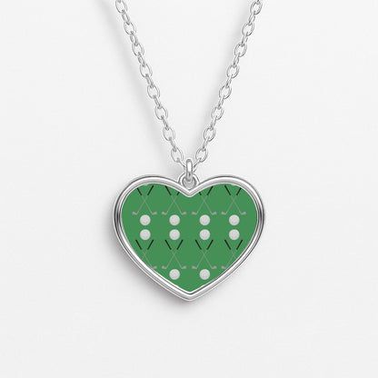 Golf clubs Heart Necklace