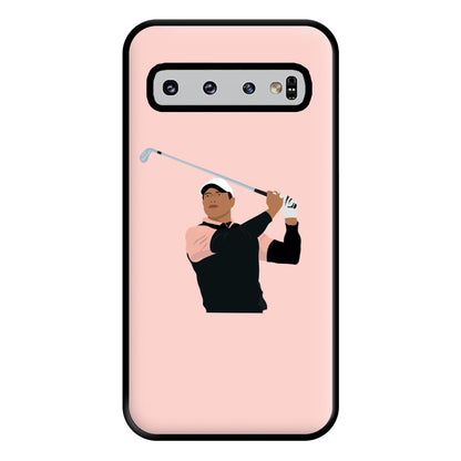 Tiger hitting a iron - Golf Phone Case for Galaxy S10 Plus