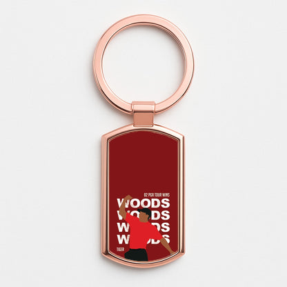 Woods Dark Red Rose Gold Keyring