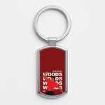 Woods Dark Red Silver Keyring