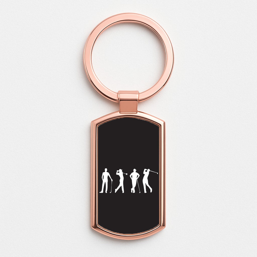 Golf Silhouettes Rose Gold Keyring