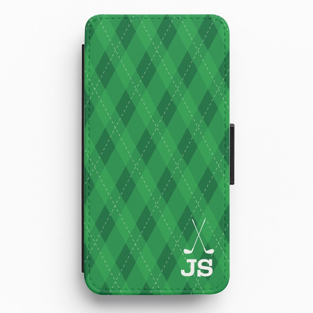 Personalised Golf Pattern Flip / Wallet Phone Case