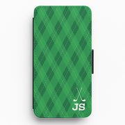 Personalised Golf Pattern Flip / Wallet Phone Case 1