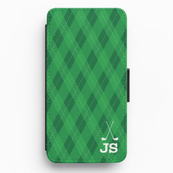 Personalised Golf Pattern Flip / Wallet Phone Case