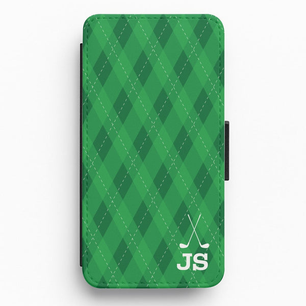 Personalised Golf Pattern Flip / Wallet Phone Case