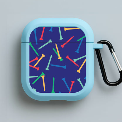 Golf Tees Pattern Blue AirPods Case