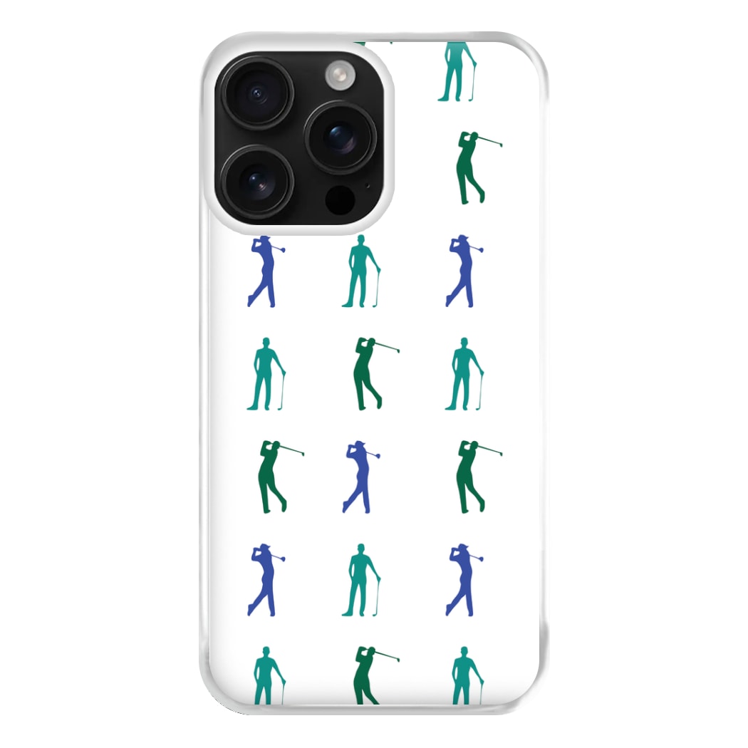 Golfer Silhouettes Pattern Phone Case for iPhone 16 Pro Max