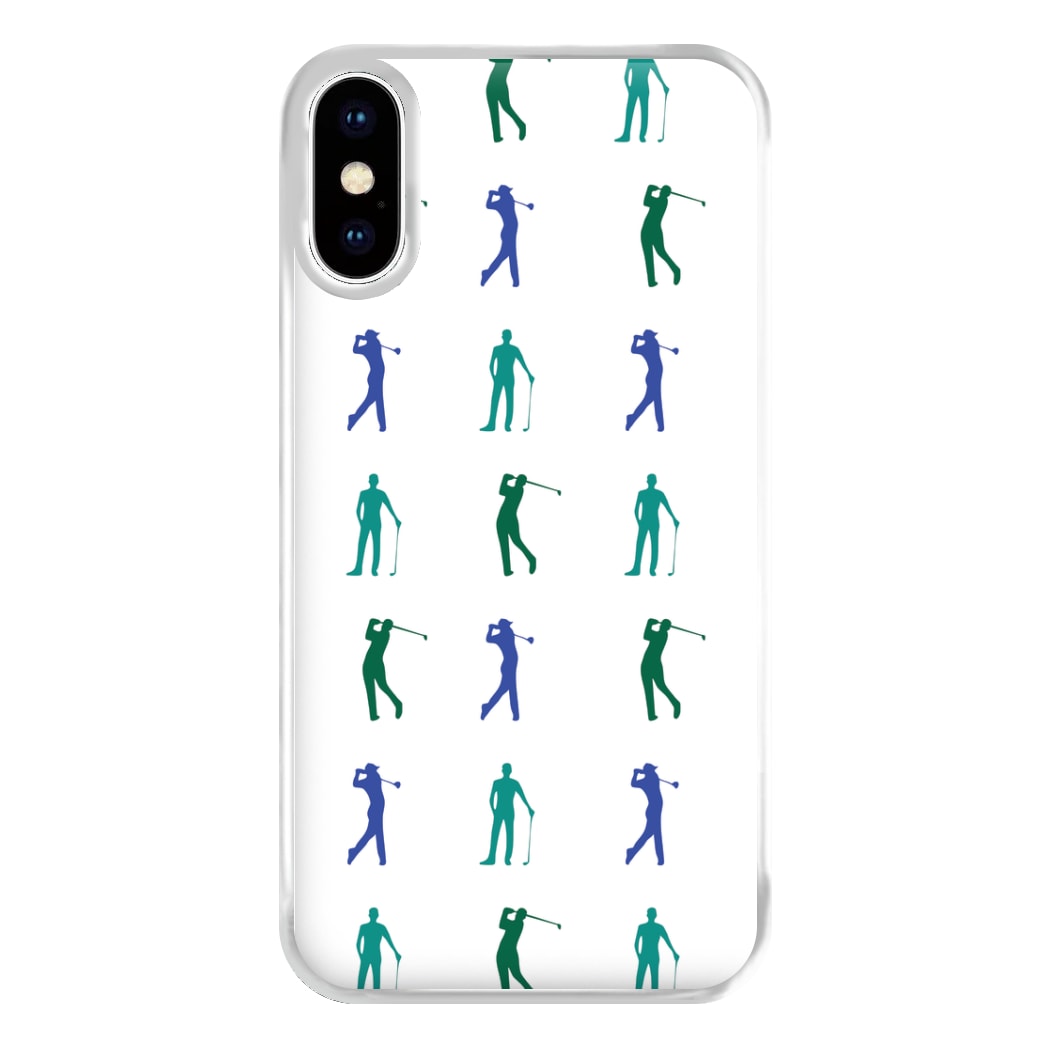 Golfer Silhouettes Pattern Phone Case for iPhone XS Max