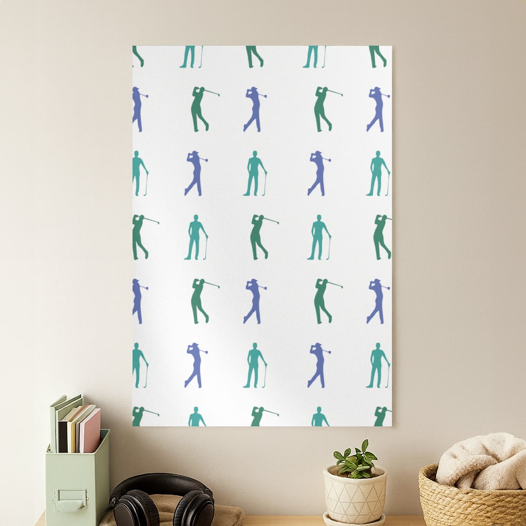 Golfer Silhouettes Pattern Poster