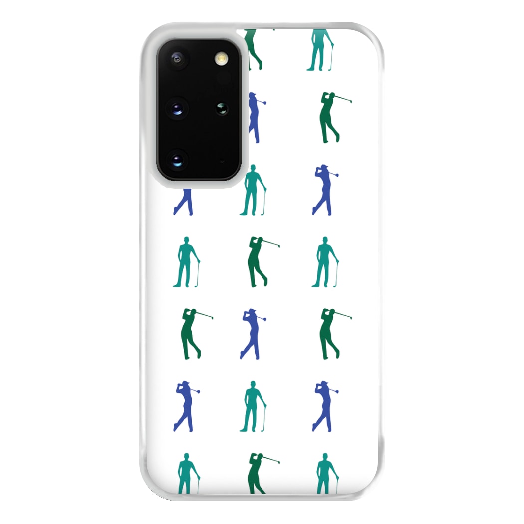 Golfer Silhouettes Pattern Phone Case for Galaxy S20 Plus