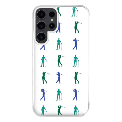 Golfer Silhouettes Pattern Phone Case for Galaxy S23 Ultra