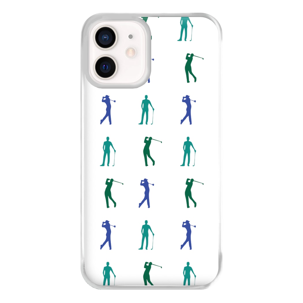 Golfer Silhouettes Pattern Phone Case for iPhone 12 Mini