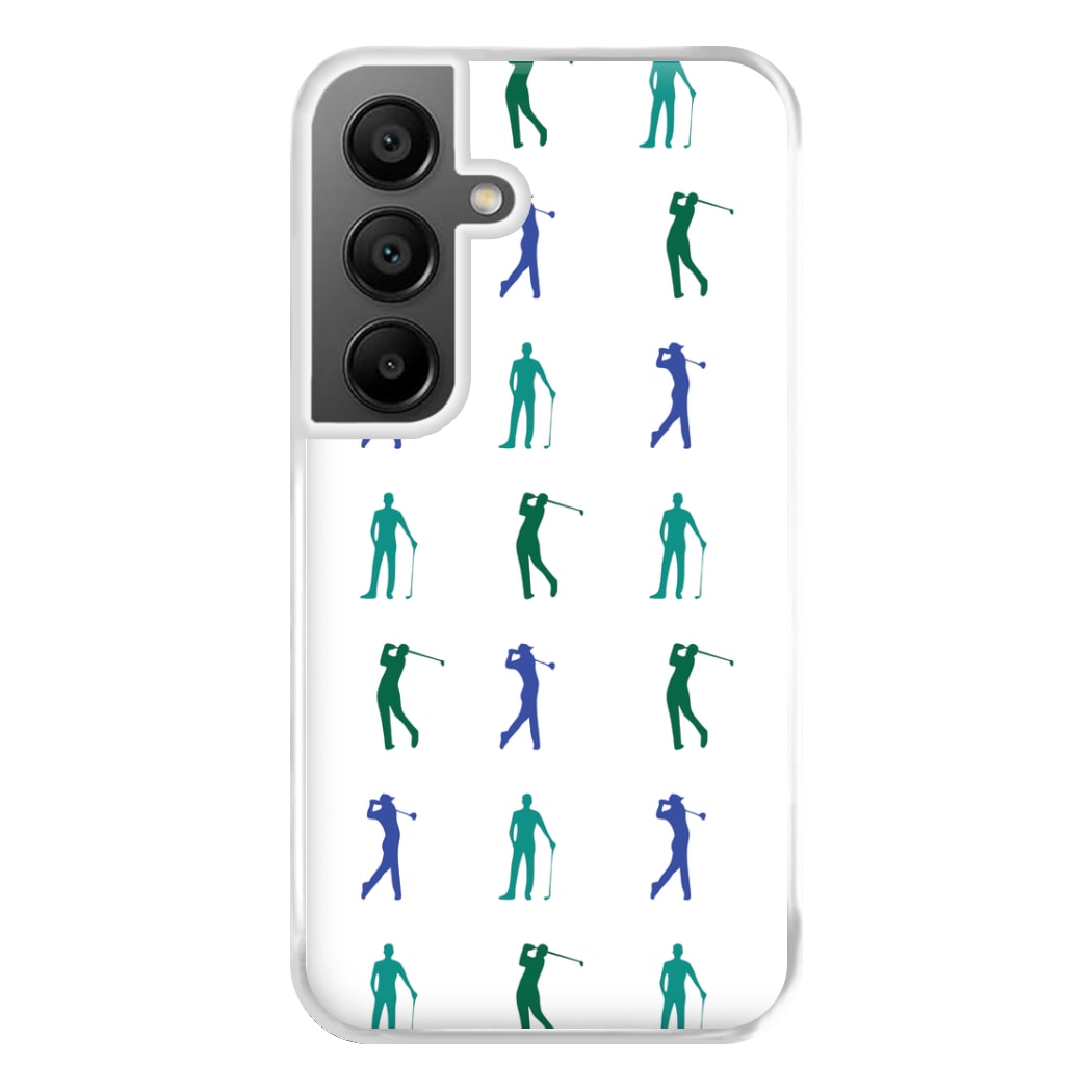 Golfer Silhouettes Pattern Phone Case for Galaxy A55