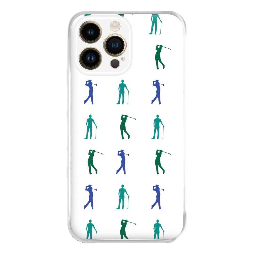 Golfer Silhouettes Pattern Phone Case for iPhone 14 Pro Max